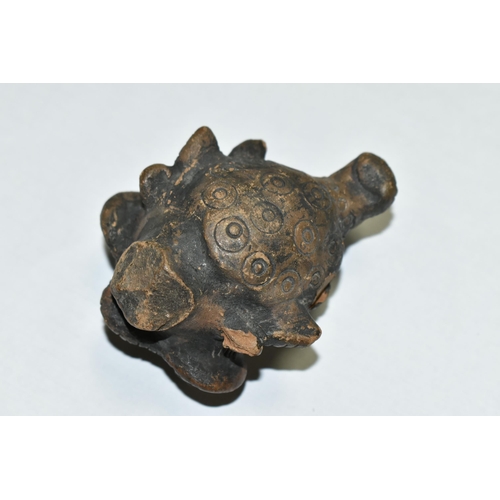 662 - A TERRACOTTA AMULET OF THE MESOPOTAMIAN GOD PAZUZU, height 7.5cm (Condition Report: chipped nose, le... 