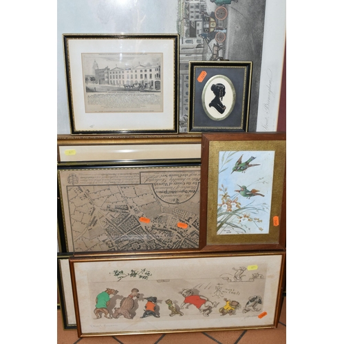 671 - A SMALL QUANTITY OF PICTURES AND PRINTS ETC, to include six Boris O'Klein signed etchings - three wi... 