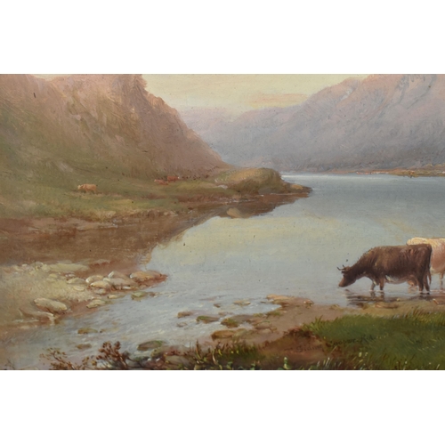 674 - CIRCLE OF THOMAS SIDNEY COOPER (1803-1902) A HIGHLAND LANDSCAPE WITH CATTLE, bears a signature and d... 