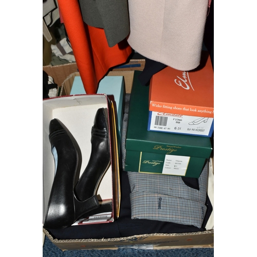 692 - SEVEN BOXES AND LOOSE LADIES' AND MEN'S CLOTHING AND ACCESSORIES, to include coats, jackets, suits, ... 