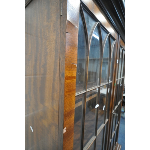 1424 -  A BEVAN FUNNELL MAHOGANY BOOKCASE, with two glazed doors and two cupboard doors, width 106cm x dept... 