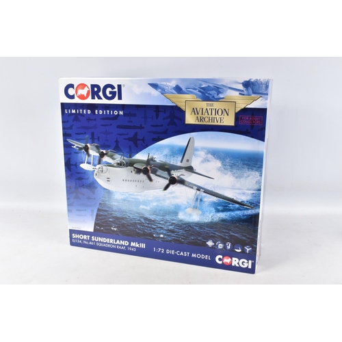 2 - A BOXED LIMITED EDITION CORGI AVIATION ARCHIVE SHORT SUNDERLAND MkIII MODEL MILITARY AIRCRAFT, EJ134... 