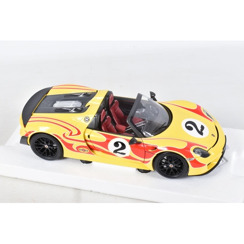 20 - A BOXED LIMITED EDITION MINICHAMPS PORSCHE 918 SPIDER 2015 1:18 SCALE MODEL VEHICLE, numbered 110 06... 