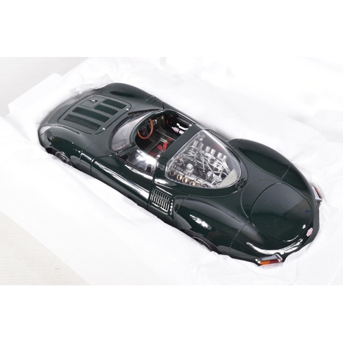 33 - A BOXED AUTOART JAGUAR XJ 13 1:18 SCALE MODEL, numbered 73541, in green, model appears brand new ins... 