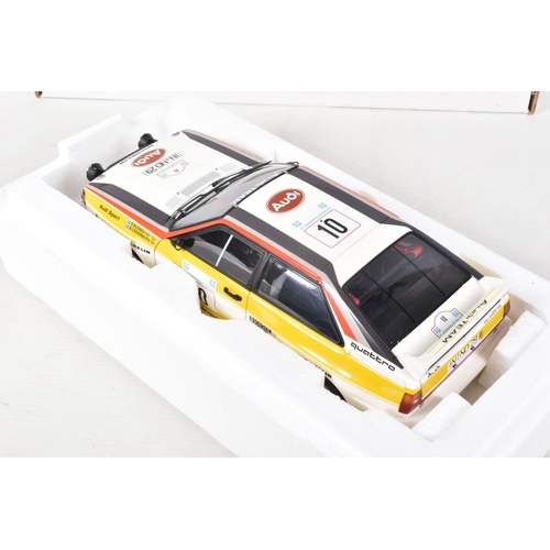 35 - A BOXED AUTOART MILLENIUM AUDI RALLYE QUATTRO S.BLOMQVIST 1:18 SCALE MODEL, numbered 88402, rally of... 