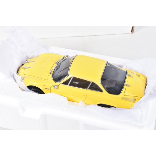 36 - A BOXED KYOSHO ALPINE RENAULT A110 1600S 1:18 SCALE MODEL, numbered 08484Y, in yellow, appears brand... 