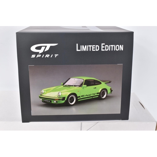 37 - A LIMITED EDITION BOXED GT SPIRIT PORSCHE CARRERA 911 3.2 1:18 SCALE MODEL, numbered GT740, in lime ... 