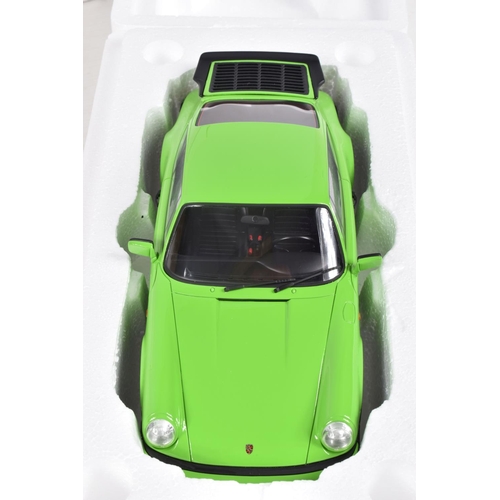 37 - A LIMITED EDITION BOXED GT SPIRIT PORSCHE CARRERA 911 3.2 1:18 SCALE MODEL, numbered GT740, in lime ... 