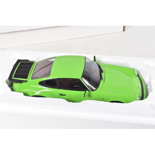 37 - A LIMITED EDITION BOXED GT SPIRIT PORSCHE CARRERA 911 3.2 1:18 SCALE MODEL, numbered GT740, in lime ... 