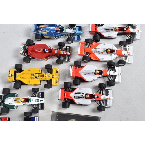 A COLLECTION OF UNBOXED L.A.N.G. AND MINICHAMPS AYRTON SENNA RACING CAR  COLLECTION MODELS, all 1/43