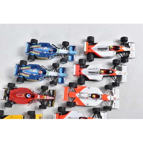 41 - A COLLECTION OF UNBOXED L.A.N.G. AND MINICHAMPS AYRTON SENNA RACING CAR COLLECTION MODELS, all 1/43 ... 