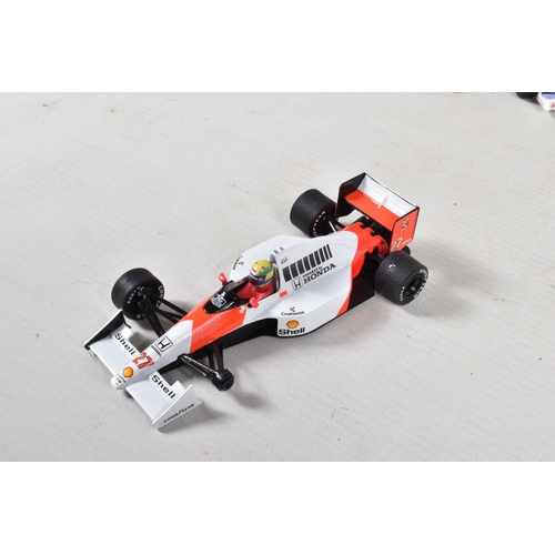 41 - A COLLECTION OF UNBOXED L.A.N.G. AND MINICHAMPS AYRTON SENNA RACING CAR COLLECTION MODELS, all 1/43 ... 