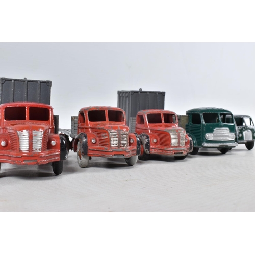 42 - A QUANTITY OF UNBOXED AND ASSORTED PLAYWORN FRENCH DINKY TOYS LORRIES AND TRUCKS, to include Panhard... 