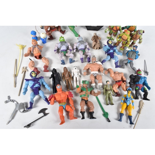 43 - A QUANTITY OF ASSORTED LOOSE 1980'S ACTION FIGURES, to include Mattel Masters of the Universe He-Man... 