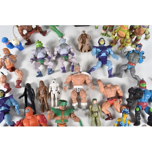 43 - A QUANTITY OF ASSORTED LOOSE 1980'S ACTION FIGURES, to include Mattel Masters of the Universe He-Man... 