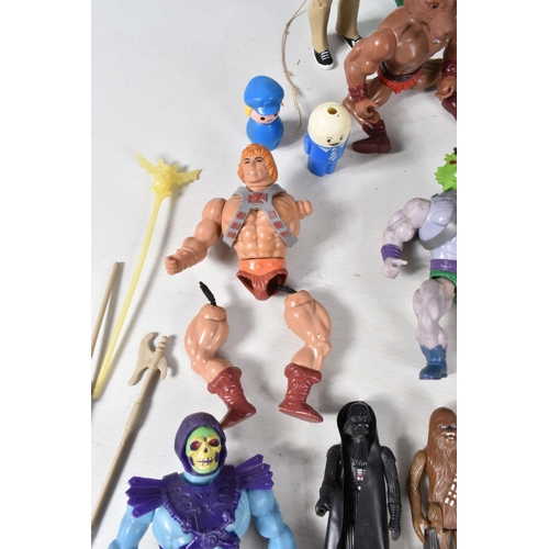 43 - A QUANTITY OF ASSORTED LOOSE 1980'S ACTION FIGURES, to include Mattel Masters of the Universe He-Man... 