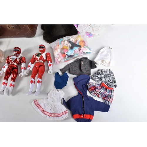 49 - A QUANTITY OF ASSORTED VINTAGE DOLLS, CLOTHING AND ACCESSORIES, to include Pedigree Sindy (back of h... 