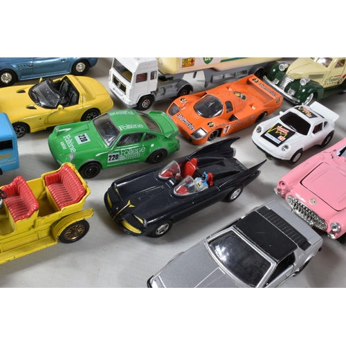 52 - A QUANTITY OF UNBOXED AND ASSORTED PLAYWORN DIECAST VEHICLES, to include a Metosul Leyland Atlantean... 