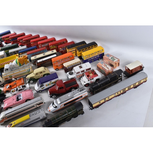 52 - A QUANTITY OF UNBOXED AND ASSORTED PLAYWORN DIECAST VEHICLES, to include a Metosul Leyland Atlantean... 