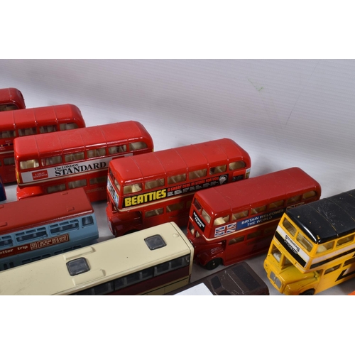 52 - A QUANTITY OF UNBOXED AND ASSORTED PLAYWORN DIECAST VEHICLES, to include a Metosul Leyland Atlantean... 