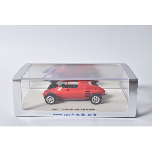 80 - FIVE BOXED SPARK MODELS MINIMAX VEHICLES, to include a 1993 Rocket By Gordon Murray, numbered S3152,... 