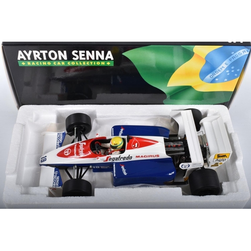 85 - TWO BOXED MINICHAMPS PAULS MODEL ART AYRTON SENNA 1:18 SCALE MODELS, the first a McLaren Honda MP 4-... 