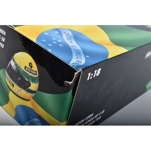 85 - TWO BOXED MINICHAMPS PAULS MODEL ART AYRTON SENNA 1:18 SCALE MODELS, the first a McLaren Honda MP 4-... 