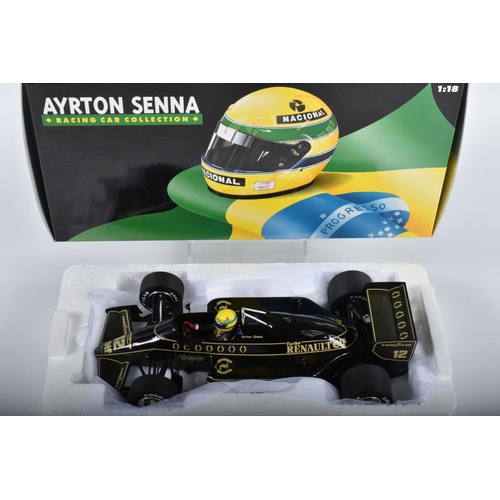 86 - TWO BOXED MINICHAMPS PAULS MODEL ART AYRTON SENNA 1:18 SCALE MODELS, the first Lotus Renault 97T 198... 