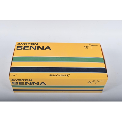 86 - TWO BOXED MINICHAMPS PAULS MODEL ART AYRTON SENNA 1:18 SCALE MODELS, the first Lotus Renault 97T 198... 