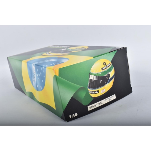 86 - TWO BOXED MINICHAMPS PAULS MODEL ART AYRTON SENNA 1:18 SCALE MODELS, the first Lotus Renault 97T 198... 