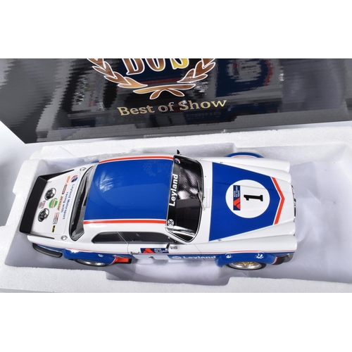 91 - A BOXED BOS BEST OF SHOW JAGUAR XJ12C 1:18 SCALE MODEL, numbered BOS209, white and blue body with sp... 