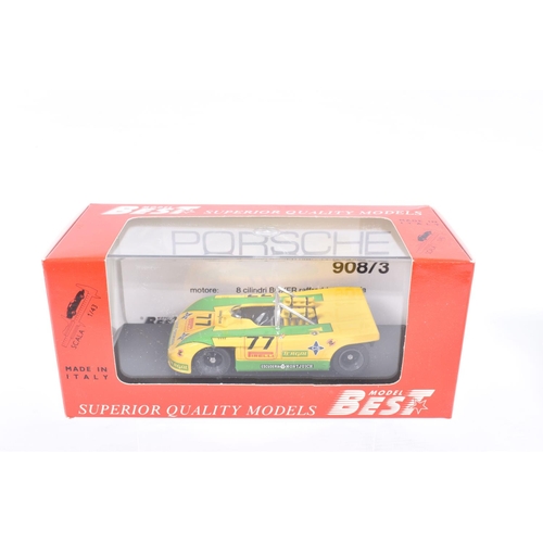 119 - NINE BOXED MINIATURE MODEL 1:43 SCALE CARS , to include a Best model Porsche 908-3 Monteseny 1972 Fe... 