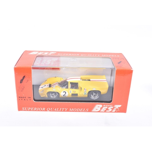 119 - NINE BOXED MINIATURE MODEL 1:43 SCALE CARS , to include a Best model Porsche 908-3 Monteseny 1972 Fe... 