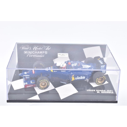 120 - FIVE MINIATURE MODEL CARS IN PLASTIC DISPLAY CASES  to include four Minichamp 1:43 Scale cars, a Ral... 