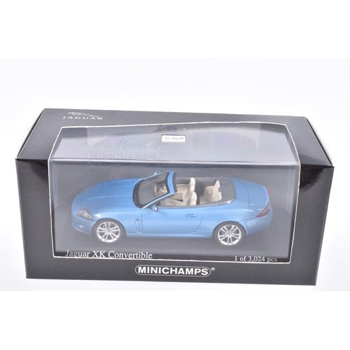 124 - FIVE BOXED MINICHAMP 1:43 SCALE MODEL CARS, to include a 1974 Lamborghini Urraco in Blue Acapulco no... 