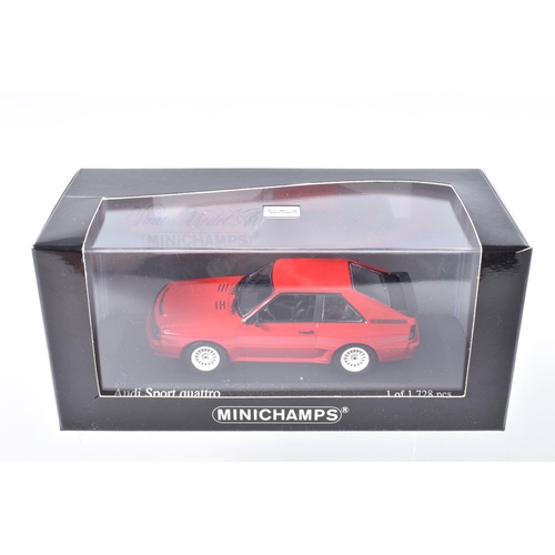 126 - FIVE BOXED MINICHAMP 1:43 SCALE MODEL CARS, to include a 1973 Alfa Romeo Montreal in Arancio Orange ... 