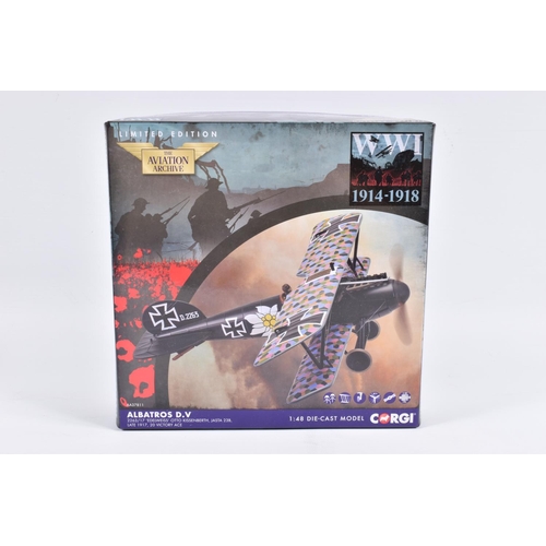 132 - THREE BOXED LIMITED EDITION CORGI AVIATION ARCHIVE WWI 1914-1918 1:48 SCALE DIECAST MODEL AIRCRAFTS,... 