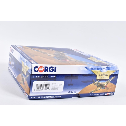 133 - THREE BOXED LIMITED EDITION CORGI AVIATION ARCHIVE DIECAST MODEL AIRCRAFTS, the first is a Curtiss T... 