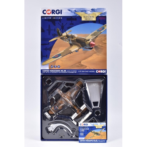 133 - THREE BOXED LIMITED EDITION CORGI AVIATION ARCHIVE DIECAST MODEL AIRCRAFTS, the first is a Curtiss T... 