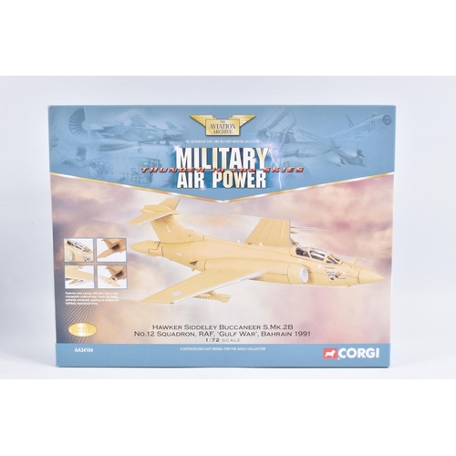 134 - THREE BOXED LIMITED EDITION CORGI AVIATION ARCHIVE  MILITARY AIR POWER THUNDER IN THE SKIES 1:72 SCA... 