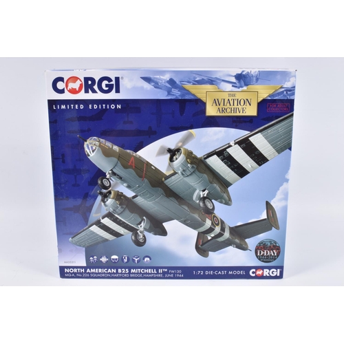 141 - TWO BOXED LIMITED EDITION 1:72 SCALE CORGI AVIATION ARCHIVE MODEL AIRCRAFTS, the first a Heinkel He1... 