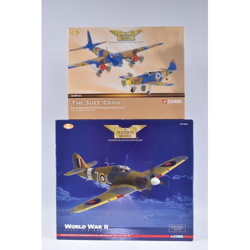 143 - TWO BOXED LIMITED CORGI AVIATION ARCHIVE MODEL AIRCRAFTS, the first a 1:32 scale World War II Fleet ... 