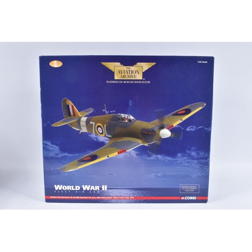 143 - TWO BOXED LIMITED CORGI AVIATION ARCHIVE MODEL AIRCRAFTS, the first a 1:32 scale World War II Fleet ... 