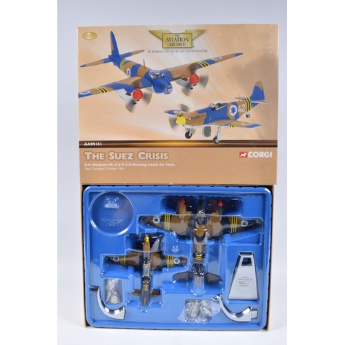 143 - TWO BOXED LIMITED CORGI AVIATION ARCHIVE MODEL AIRCRAFTS, the first a 1:32 scale World War II Fleet ... 