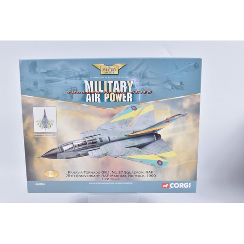 144 - FOUR BOXED LIMITED EDITION CORGI AVIATION ARCHIVE MILITARY AIR POWER THUNDER IN THE SKIES MODEL AIRC... 