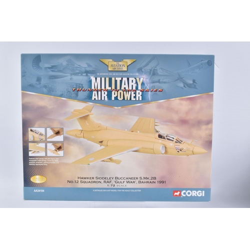 144 - FOUR BOXED LIMITED EDITION CORGI AVIATION ARCHIVE MILITARY AIR POWER THUNDER IN THE SKIES MODEL AIRC... 