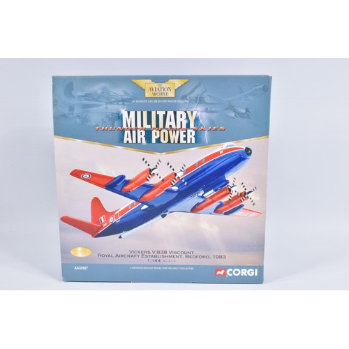 144 - FOUR BOXED LIMITED EDITION CORGI AVIATION ARCHIVE MILITARY AIR POWER THUNDER IN THE SKIES MODEL AIRC... 