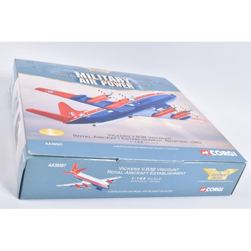 144 - FOUR BOXED LIMITED EDITION CORGI AVIATION ARCHIVE MILITARY AIR POWER THUNDER IN THE SKIES MODEL AIRC... 