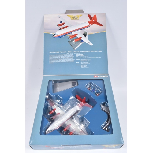 144 - FOUR BOXED LIMITED EDITION CORGI AVIATION ARCHIVE MILITARY AIR POWER THUNDER IN THE SKIES MODEL AIRC... 