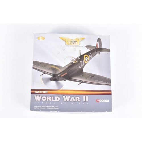 145 - THREE BOXED LIMITED EDITION 1:72 SCALE CORGI AVIATION ARCHIVE WORLD WAR II MODEL AIRCRAFTS, the firs... 